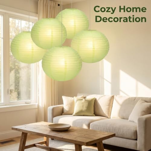 16 inch Chinese Lanterns Large Paper Lanterns Green 5 Packs (Green, 16 inch) - Image 2