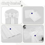 MDS Pack of 25 Chiffon Chair Sashes for Wedding & Event Décor - Ivory - Image 5