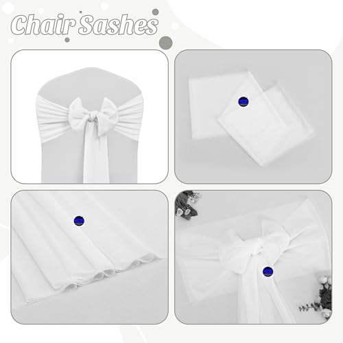 MDS Pack of 125 Chiffon Chair Sashes for Wedding & Event Décor - Ivory - Image 5