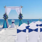 Royal Blue Chair Sashes 50 Pack Spandex Blue Sashes for Chairs Covers Universal Stretch Chair Sashes Band with Heart Buckle Slider Universal Sashes Bows for Wedding Banquet Party Decorations - Image 6