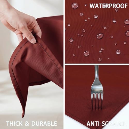 Thick Deep Red Tablecloth, Water & Wrinkle Resistant, 54x120 Inch - Image 2