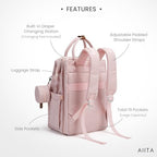 Diaper Bag Backpack, Multifunction Diaper Bag with Changing Pad, Baby Diaper Bags for Boys Girls, Stylish Large Capacity Travel Backpack for Moms Dads, Baby Shower Gifts,Unisex – Pink - Image 3