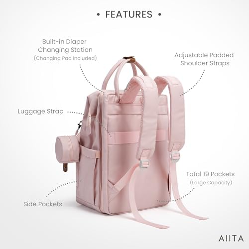 Diaper Bag Backpack, Multifunction Diaper Bag with Changing Pad, Baby Diaper Bags for Boys Girls, Stylish Large Capacity Travel Backpack for Moms Dads, Baby Shower Gifts,Unisex – Pink - Image 3