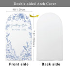 Bridal Shower Arch Backdrop Stretchy Fitted Cover 7.2ft Something Blue Before I Do Party Floral Flowers Toile Bride to be Chiara Wall Arched Photo Background Welcome Sign 7ft - Image 2