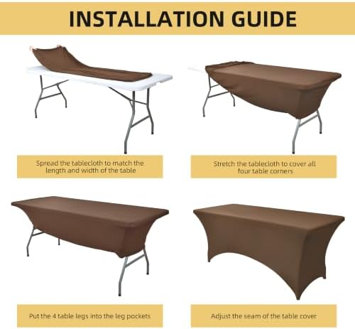 6-Pack 6ft Spandex Table Covers for Rectangle Standard Folding Tables - Wrinkle Resistant Stretch Tablecloths - Ultimate Fitted Table Protector for Parties, Trade Shows, Wedding - Image 5