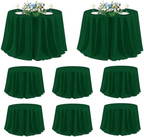 sancua Round Tablecloth 120 Inch Fit 48-96 Inch Tables, 8 Pack Hunter Green by sancua