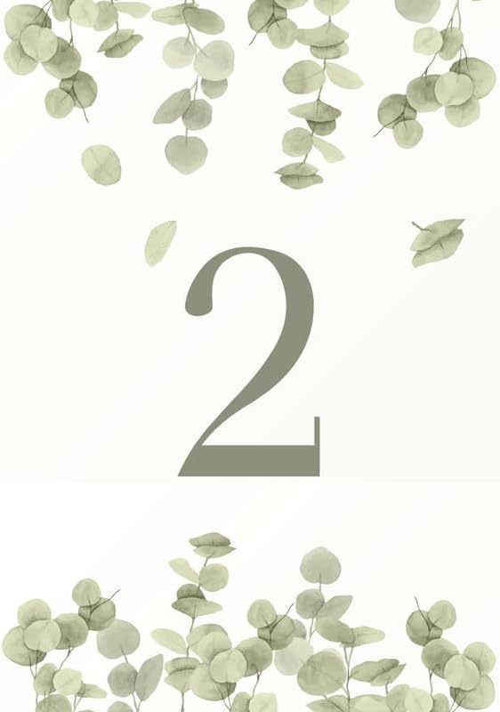Eucalyptus Art Design Table Number Cards Double Sided Party Table Numbers for Reception Baby Shower Anniversary Birthday Bridal Party 5x7 100 Pcs by Unknown