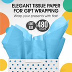 Party Solids Light Blue Tissue Paper for Gift Bags 15" X 20" 480 Sheets - Image 4