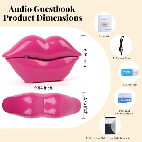 Hot Pink Lip Shape Audio Guest Book Wedding Phone, Motion Sensor to Play Welcome Greeting Voice, Infrared Sensor Voice Recorder, Suitable for Wedding, Hotel Reception, Store Greeting - Image 2