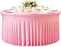GALLETY Pink Table Cloths for 5FT Round Tables, Fitted Spandex 120 inch Round Tablecloth, Wrinkle Free Pink Table Skirt for Receptions Birthday Photography Social Events Engagement Party Decorations by Creativepartyuniquedecorat