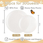 Festiva 60PCS Clear Ivory Plastic Plates - Heavy Duty Weave Pattern Fancy Disposable Plates -serve for 30 guests Include 30PCS 10" & 30PCS 7" Plates for Bithday &Thanksgiving Party(Ivory) - Image 2