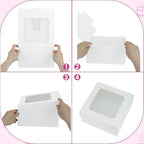 30pcs Cake Boxes and 30 Pack 10 Inch Round Cake Boards,10x10x5 Inches White Square Bakery Boxes with Window Cajas Pasteles for Cookies Pies Cupcakes Pastry - Image 3