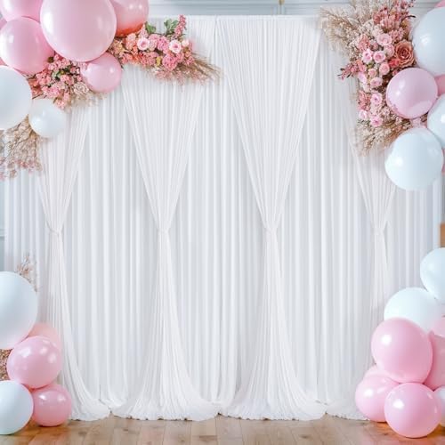 White Backdrop Curtains 6 Panels, 10 Feet Wrinkle-Free Polyester Photography Backdrop Drapes for Wedding Baby Shower Party Background Backdrop Stand- 24 X10FT (White) - Image 6