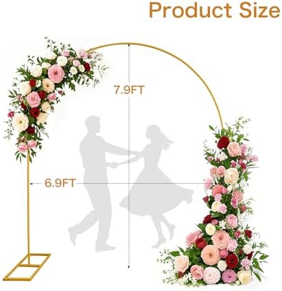 Metal Wedding Arch Stand with Base Gold Backdrop for Ceremony Party - Image 2
