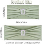 Spandex Sage Green Chair Sashes Bows 50 PCS Stretch Chair Cover Band - Image 2