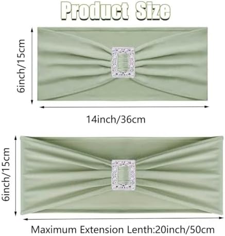 Spandex Sage Green Chair Sashes Bows 50 PCS Stretch Chair Cover Band - Image 2