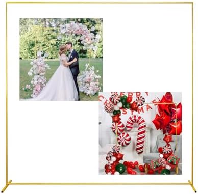 Gold Wedding Arch Backdrop Stand, 6.6FT*6.6FT Square Balloon and Flower Metal Aluminum Frame for Ceremony, Anniversary, Party, Baby Shower Photo Booth Decoration. by SPRITEDISPLAY