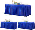 Wish Care 3 Pack Royal Blue Polyester Table Clothes for 6 Foot Rectangle Tables, Wrinkle Free Fitted Table Cover with Pleated Ruffle Table Skirt for Party Baby Shower Wedding Birthday Event Display by WishCare