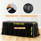 2-Pack Black 2-in-1 Tulle Tablecloth for 5-Foot Rectangular Table - Image 2