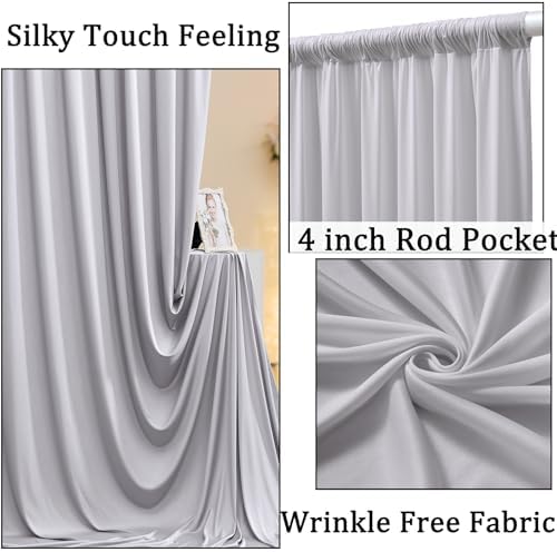 30ft x 10ft Wrinkle Free Silver Backdrop Curtain for Parties, Thick Fabric Backdrop Drapes for Wedding Space Birthday Party Photography Background Baby Shower Decor - Image 2