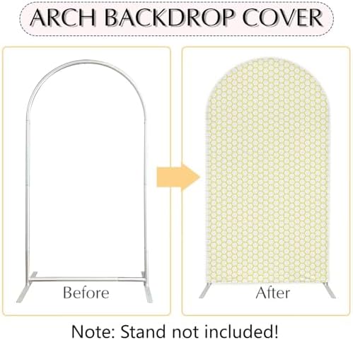 Yellow Honeycomb Arch Backdrop Cover 6FT Hexagon Beehive Stretchy Spandex Arch Stand Cover for Birthday Baby Shower Ceremony Wedding Party Decoration (Only Cover) - Image 6