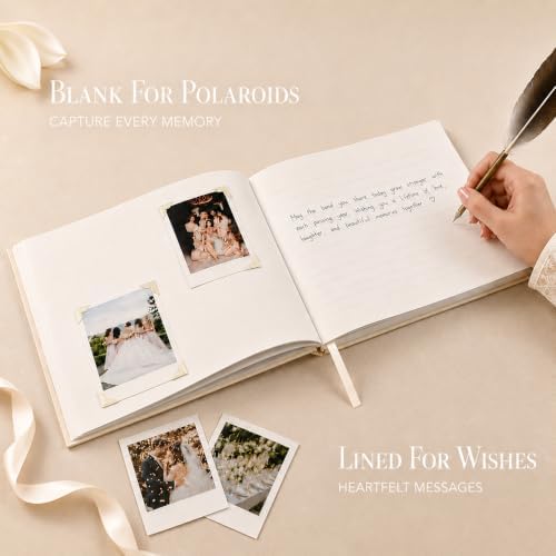 Wedding Guest Book, Embroidered Linen Guest Book Keepsake - Image 2