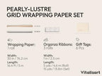 Vitalizart White Metallic Grid Wrapping Paper Set 30" Ogranza Ribbon & Tags - Image 2