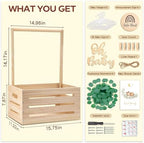 Wooden Baby Shower Crate Closet - Personalized Baby Gift Baskets with Hangers, Large Newborn Boys Girls Clothes Storage Box for Newborn New Parent - Image 3