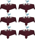Fitable 6 Pack Burgundy Square Tablecloths 70x70 Inch for 2-4 Ft Tables by Fitable