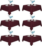 Fitable 6 Pack Burgundy Square Tablecloths 70x70 Inch for 2-4 Ft Tables by Fitable