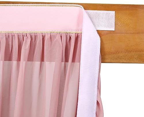 Dusty Rose Table Skirt 9FT Sheer Table Skirting 2 Layer Rectangle Tablecloth for Birthday Baby Shower Wedding - Image 6