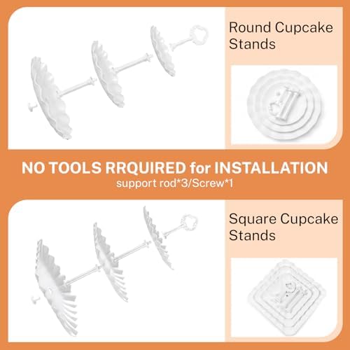 10 Pcs Dessert Table Display Set -Plastic Dessert Table Display Set,4 x Large 3-Tier Cupcake Stands/Cup Cake Tier Tower & 6 X Serving Tray Combo for Tea Party, Birthday, Baby - Image 5