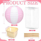 Rossesay 12 Sets Hot Air Balloon Decorations DIY Paper Lanterns Baby Shower Table Centerpieces Wooden Basket with Sticks for Gender Reveal, First Birthday Party, Wedding, Graduation(Pink) - Image 2