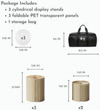 Buffet Risers for Party, Shape&Use 5PCS Round Cream White Cake Stands, Foldable Pedestal Dessert Table Risers for Wedding, Birthday, Anniversary Decor, 11.8in Dia. (15.7in H ×3 / 7.9in H ×2) with Storage Bag - Image 2