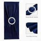 Spandex Navy Blue Chair Sashes 100 Pack Wedding Chair Bows Bands Buckles - Image 4