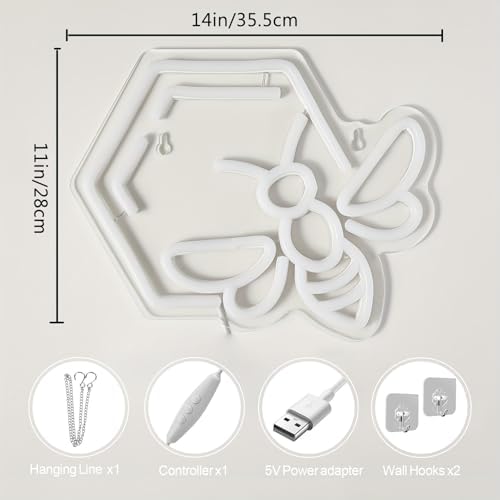 Bee Neon Sign – USB Wall Light in Warm Yellow, LED Wall Sign for Bedroom, Living Room, Parties, or Unique Gift for Bee Lovers 14″ ×11″ - Image 6