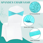 MDS Pack of 125 Spandex Chair Sashes Without Slider Buckles – Aqua Blue - Image 3