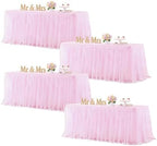 Baby Pink Table Cloth Spandex Table Covers 8ft Fitted Tulle Tablecloth Rectangular Desk Skirt Stretch Light Pink Table Cloths Covers Party Banquet Birthday Baby Shower Wedding Table Cloth, 4 Pack by HBBMAGIC