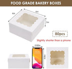 Moretoes 80pcs Cookie Boxes with Window, 6x6x3 Inches White Bakery Boxes - Image 2
