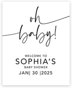 Andaz Press Custom Large Baby Shower Welcome Sign, 16" x 20", Minimal Oh Baby! Personalized Canvas Welcome Sign, Signage, Gender-Neutral Canvas Sign for Baby Sprinkle, Fall Baby Shower Decorations by AndazPress