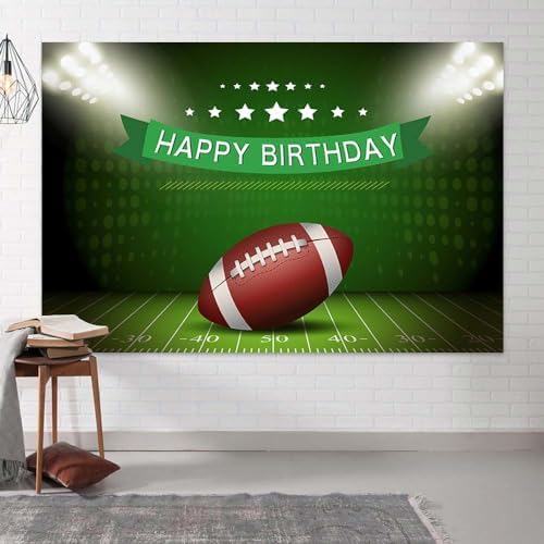 15X10ft Birthday Photography Backdrop, Football Happy Birthday Backdrop Football Birthday Photography Backdrop for Boy, Soccer Field Banner Photo Studio Background Decor - Image 3