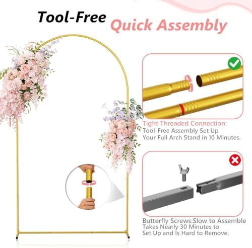 EMART 7.2/6.6/6Ft Metal Arch Backdrop Stand Set 3 for Wedding Party Balloon - Image 2