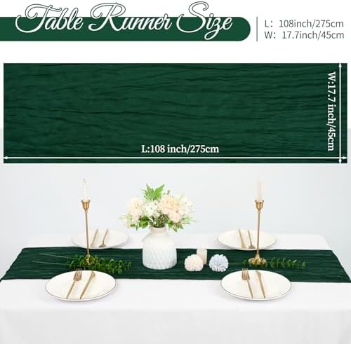 20 Pack Cheesecloth Table Runner 17 x 108 Inch, Emerald Green - Image 2