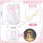 6 Sets Mason Jars Centerpieces with Light for Table, Pink Bow - Image 2