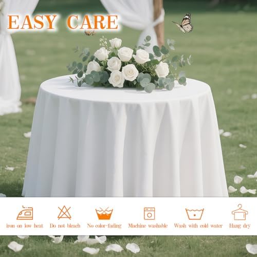 DRESSMAKER 6 Pack Round Table Cloth 90 Inch White Cloth Fit 6FT Round Table - Image 5