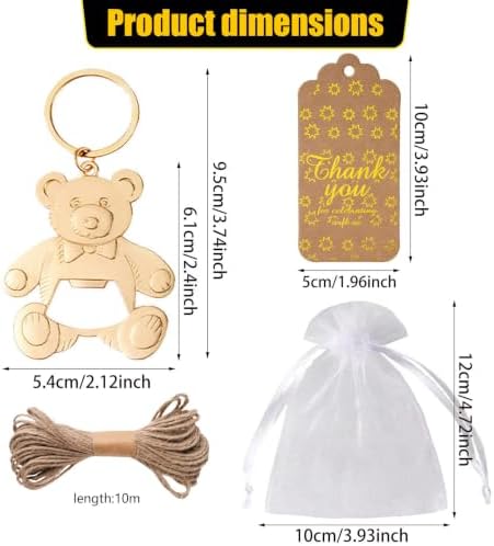 Bottle Openers Baby Shower Return Favors for Guests, Bottle Opener Decorations and Souvenirs with Organza Bags & Tags for Theme Party Favors (Retro Teddy Bear, 25 Pack) - Image 2