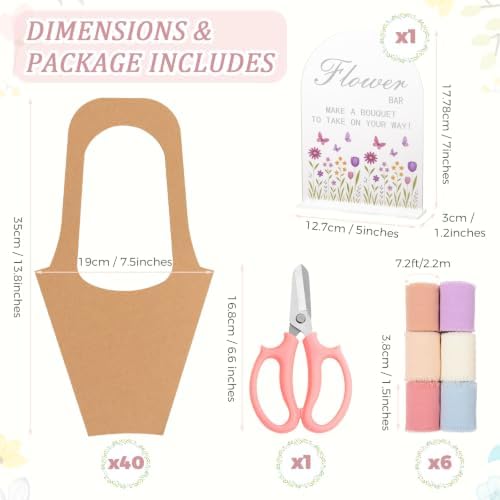 MoDooris 48 Pcs Flower Bar Supplies Kit DIY Bouquet for Floral Bloom Decor - Image 2