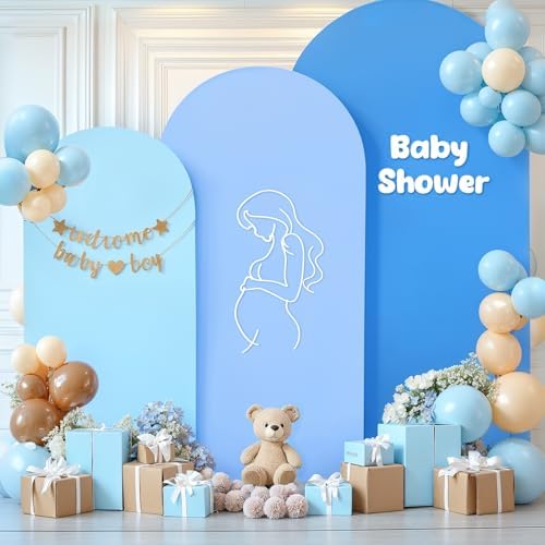 Blue Arch Backdrop Cover 3 Set-4FT, 5FT, 6FT Spandex Fitted Wedding Arch Stand Covers for Baby Shower Boys Birthday Party Wedding Ceremony Banquet Photo Arch Stand Background Decorations - Image 2