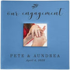 Personalized Engagement Photo Album, Holds 200 4" x 6" Photos, Engraved Our Engagement Leatherette Picture Album, Engagement Gifts For Couples, Blue by GiftsForYouNow