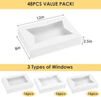 Moretoes 48pcs Cookie Boxes with 3 Style Window, 12x8x2.5In Bakery Boxes - Image 2